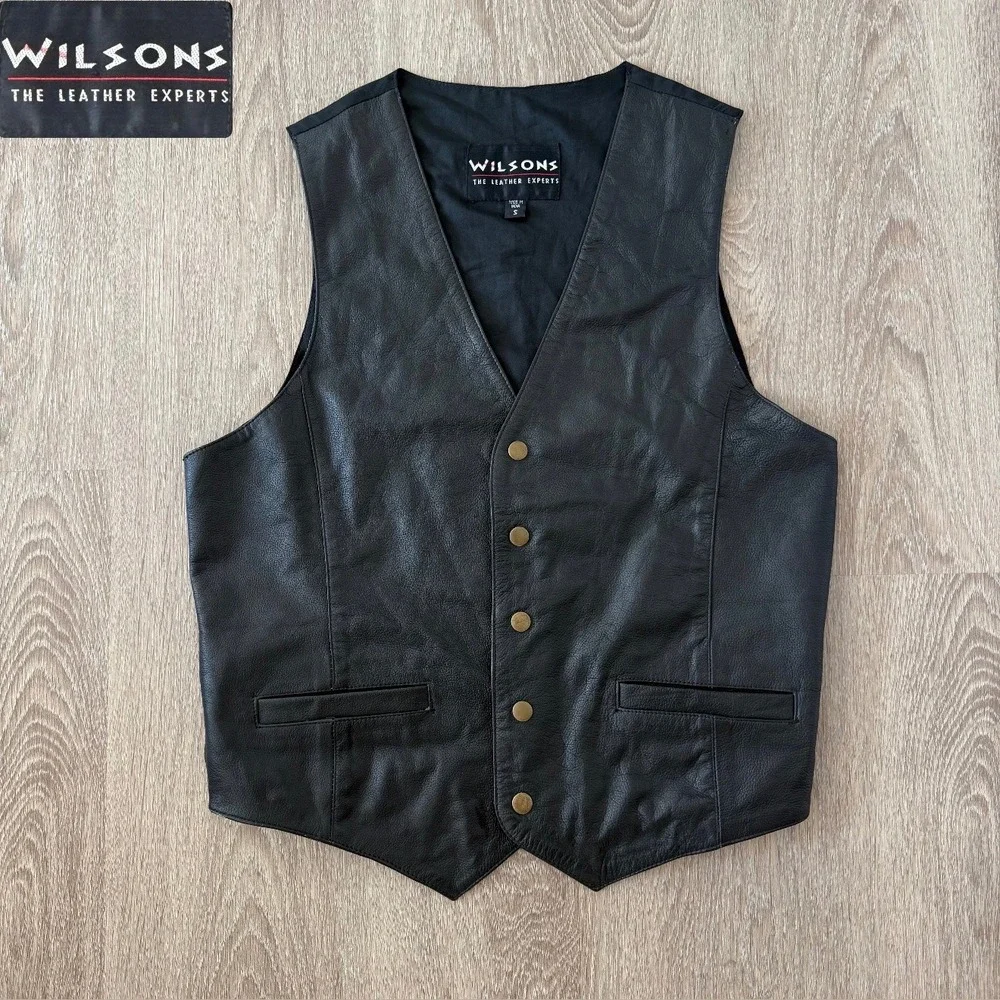 Wilson Black Leather Vest for Men